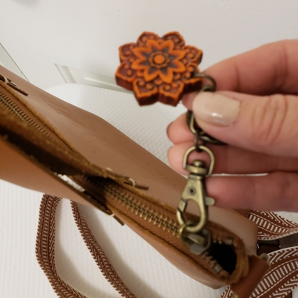 FEED Projects 50 Medium Sized Leather Satchel, Zip Close, Russet In Color - Picture 16 of 16